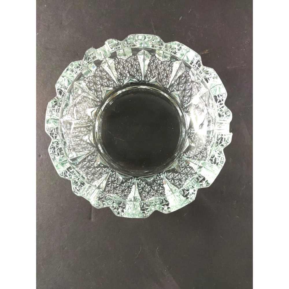 F N G Indonesia Clear Glass Cigarette Cigar Ashtray 6" Art Deco Design Classic